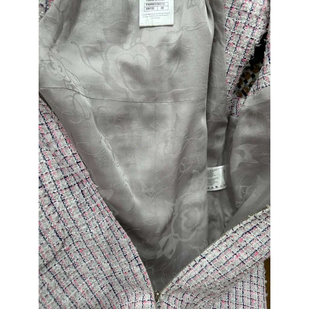 Chanel CHANEL Light Pink & White Fantasy Tweed Dress Sz.38 pre-owned White Tweed Good condition - Box View