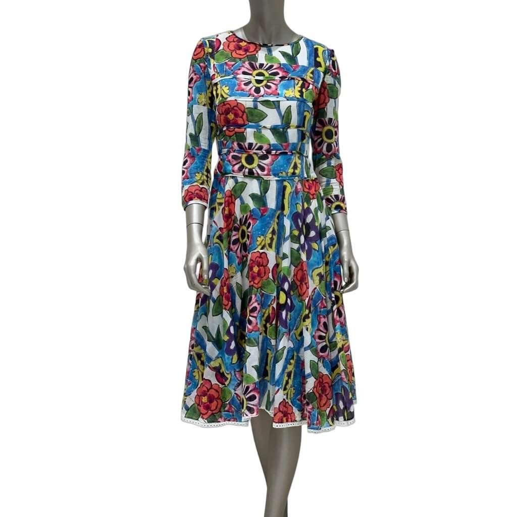 Chanel CHANEL 2015 Cruise Paris-Dubai Floral Maxi Dress Sz.38 Pre-owned Yellow Silk Good condition - Front View
