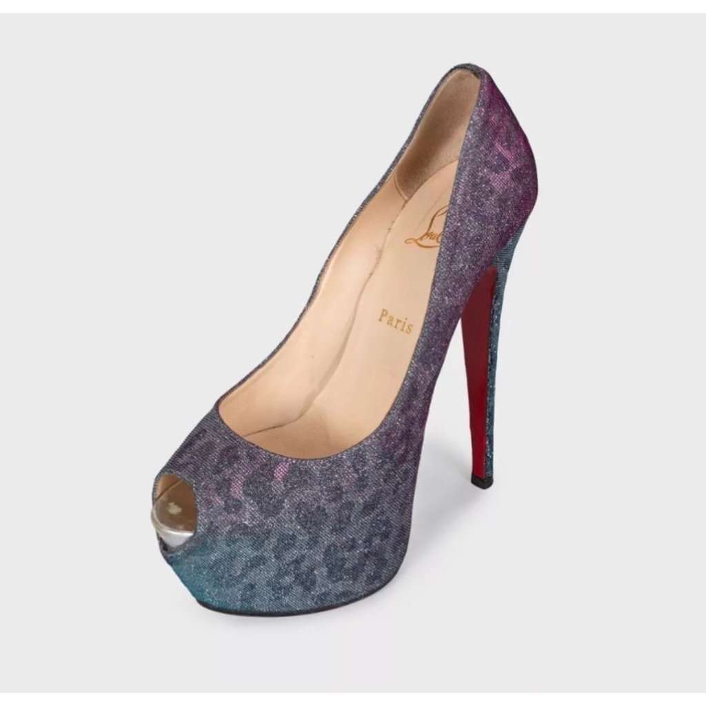 Christian Louboutin Christian Louboutin Silver Glitter Open Toe Heels - EU 40 pre-owned Silver Leather Good condition - Inside View