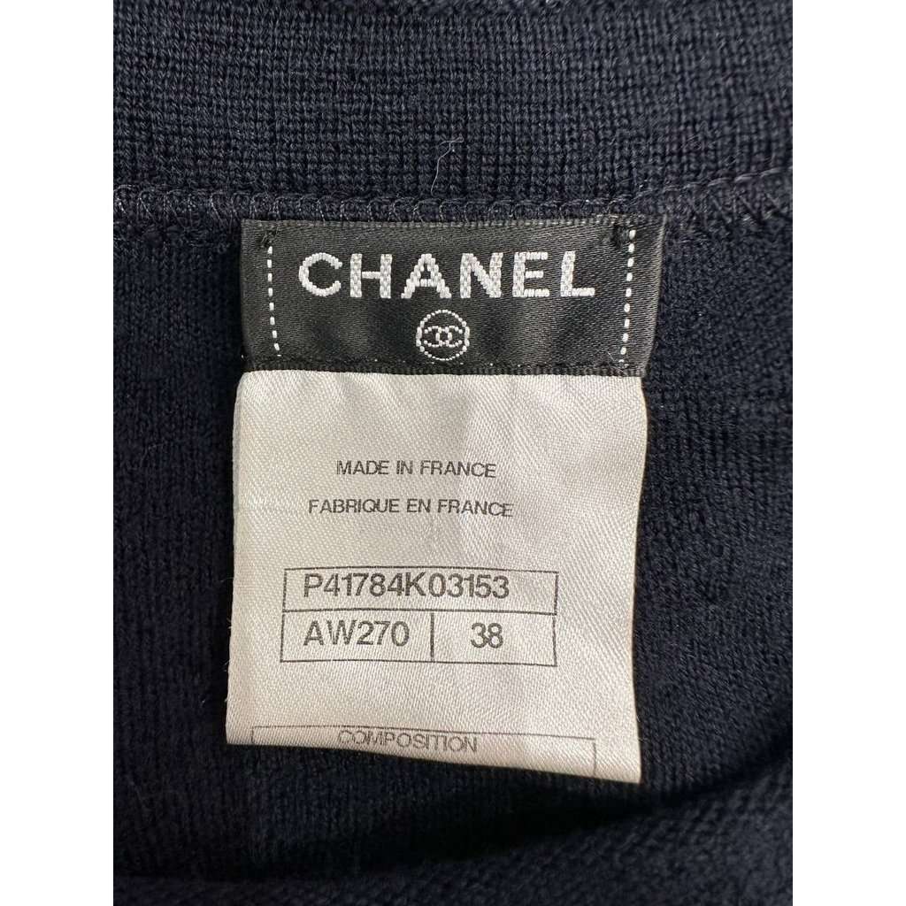 Chanel CHANEL Dark Blue Wool Dress Sz.38 pre-owned Blue Wool Good condition - Inside View