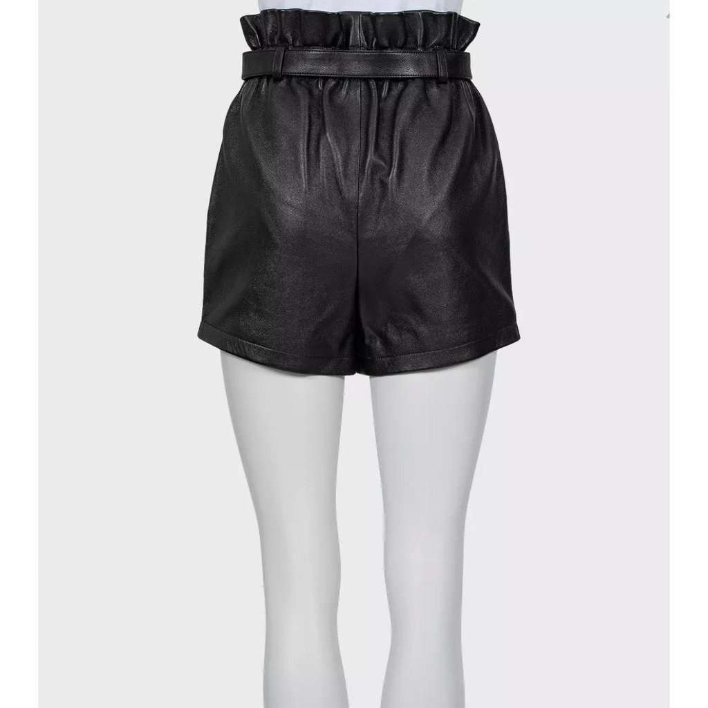 Saint Laurent Saint Laurent Black Leather Elastic Waist Shorts Sz.36/S Pre-owned Black Leather Never worn - Inside View