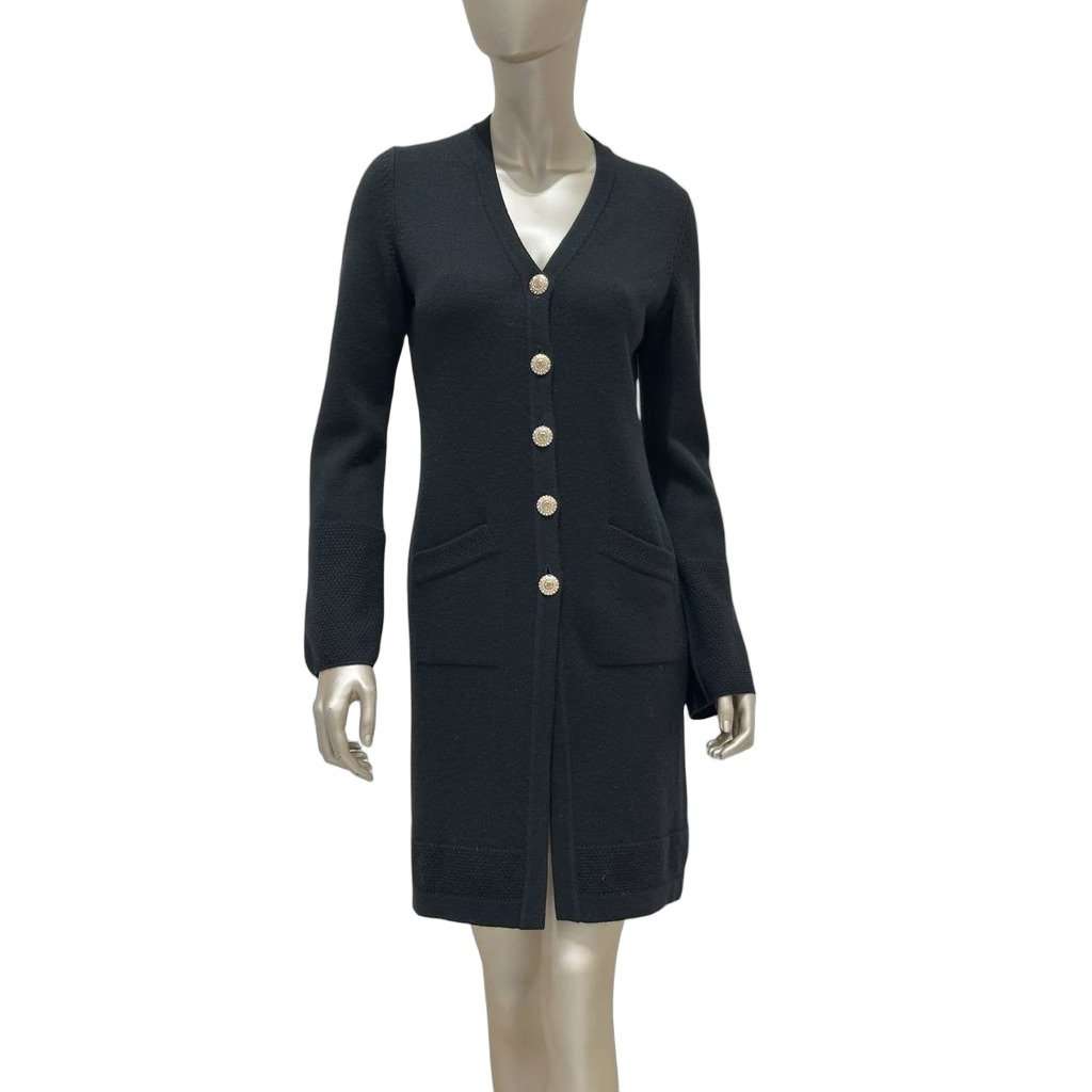 Chanel Chanel Black Cashmere Long Cardigan - FR36 Pre-owned Black Wool Good condition - Front View