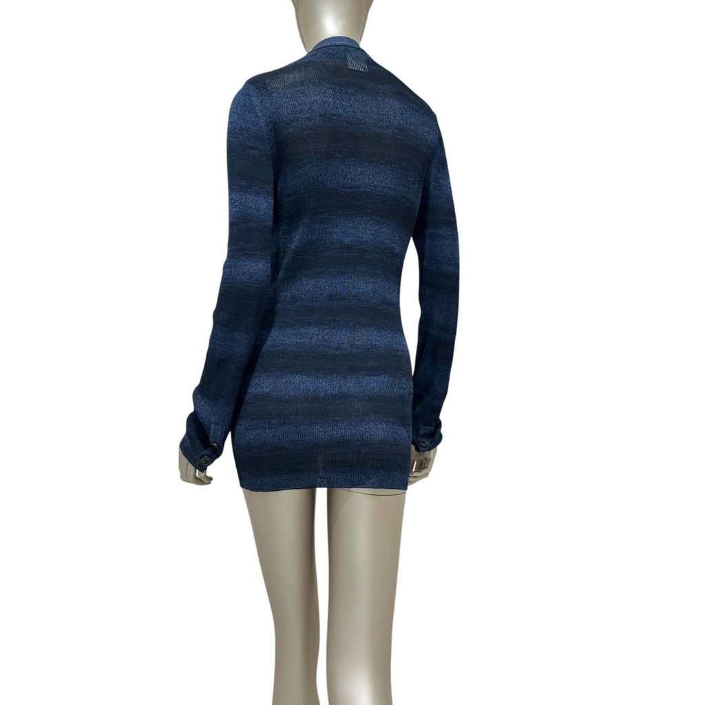 Chanel Chanel Navy Metallic Knit Fall 2009 Collection Cardigan  Sz.40 Pre-owned Navy Good condition - Back View