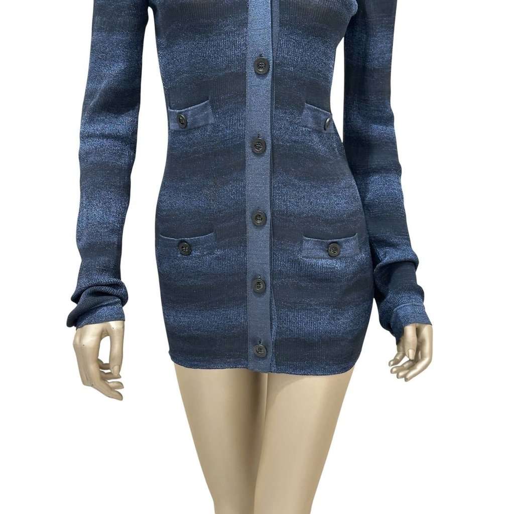 Chanel Chanel Navy Metallic Knit Fall 2009 Collection Cardigan  Sz.40 Pre-owned Navy Good condition - Inside View