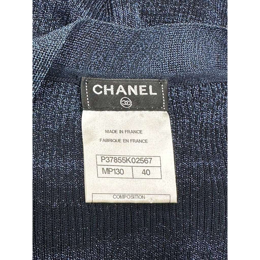 Chanel Chanel Navy Metallic Knit Fall 2009 Collection Cardigan  Sz.40 Pre-owned Navy Good condition - Box View