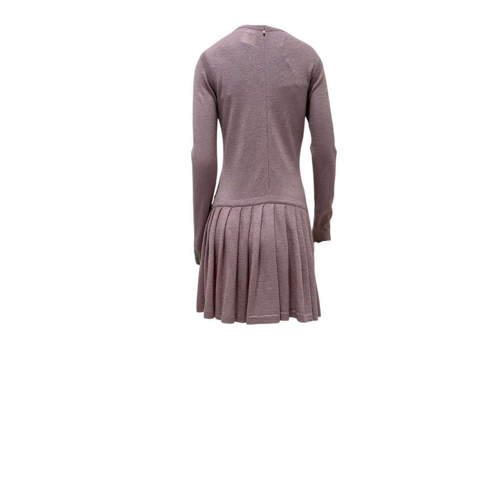 Chanel CHANEL 2014 Pink & White Pearl Mohair-Cashmere Dress Sz.38 pre-owned White Wool Good condition - Back View