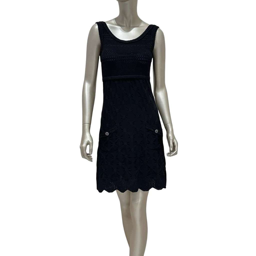 Chanel Chanel Black Woven Dress - FR38 Pre-owned Black Cotton Good condition - Front View