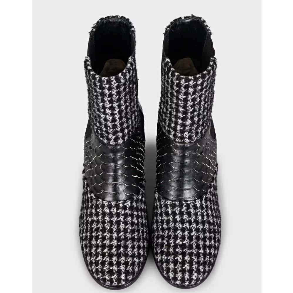 Chanel Chanel Tweed Ankle Boots, Size 38.5 Pre-owned MultiColor Tweed Good condition - Back View