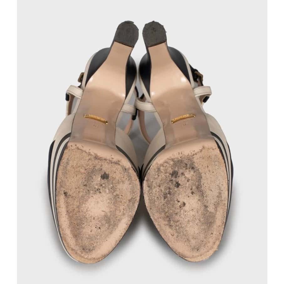 Gucci Gucci Blue Leather Block Heels with Gold Studs, Size 36 pre-owned Blue Leather Good condition - Box View