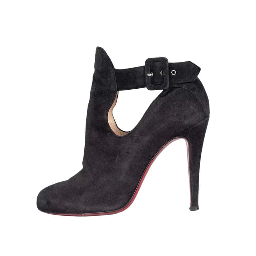 Christian Louboutin Christian Louboutin Black Suede Cutout Ankle Boots Sz. 38 Pre-owned Black Suede Good condition - Front View