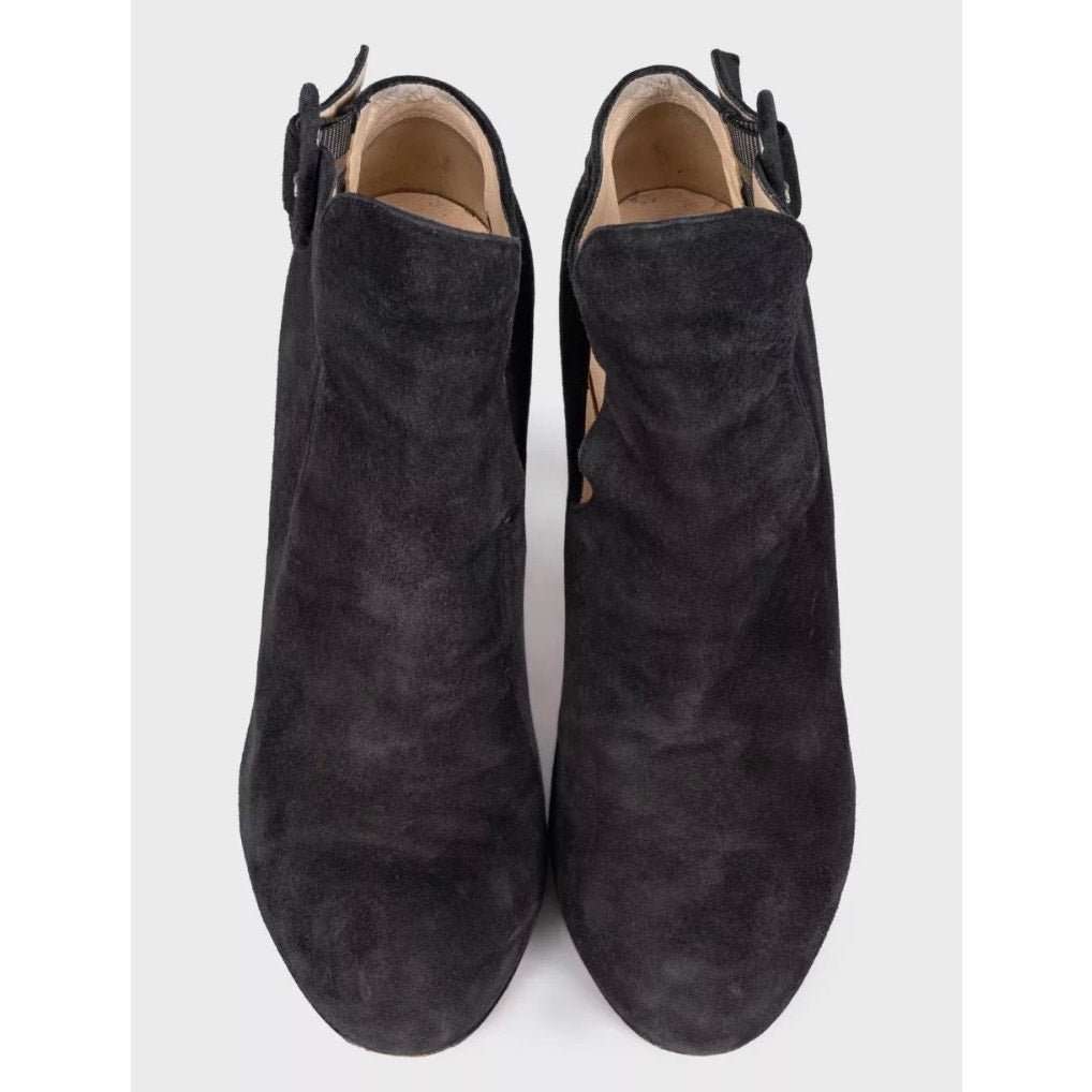 Christian Louboutin Christian Louboutin Black Suede Cutout Ankle Boots Sz. 38 Pre-owned Black Suede Good condition - Back View