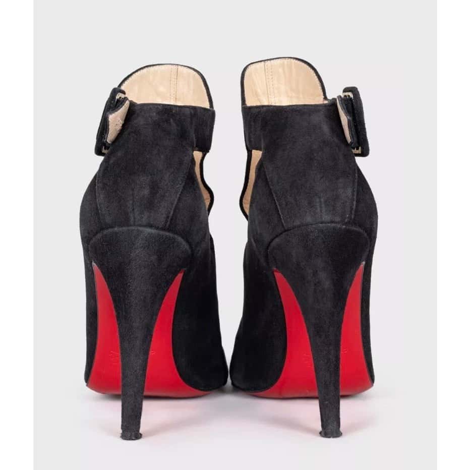 Christian Louboutin Christian Louboutin Black Suede Cutout Ankle Boots Sz. 38 Pre-owned Black Suede Good condition - Model View