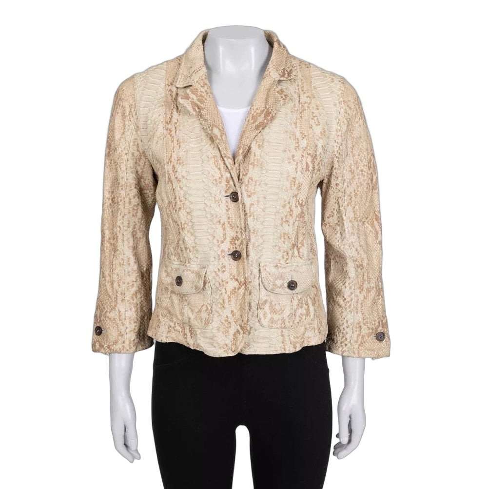 PRADA Prada Beige Lambskin Leather Fitted Jacket L Beige Leather Good condition - Front View