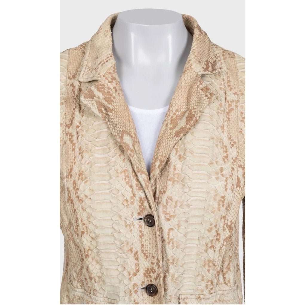 PRADA Prada Beige Lambskin Leather Fitted Jacket L Beige Leather Good condition - Model View