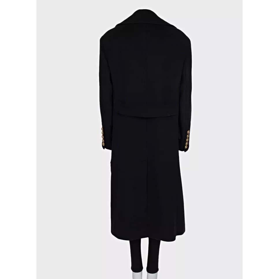 Balmain NWT Balmain Black Wool Cashmere Straight Coat Sz.40/L pre-owned Black Wool Never worn, with tag - Inside View