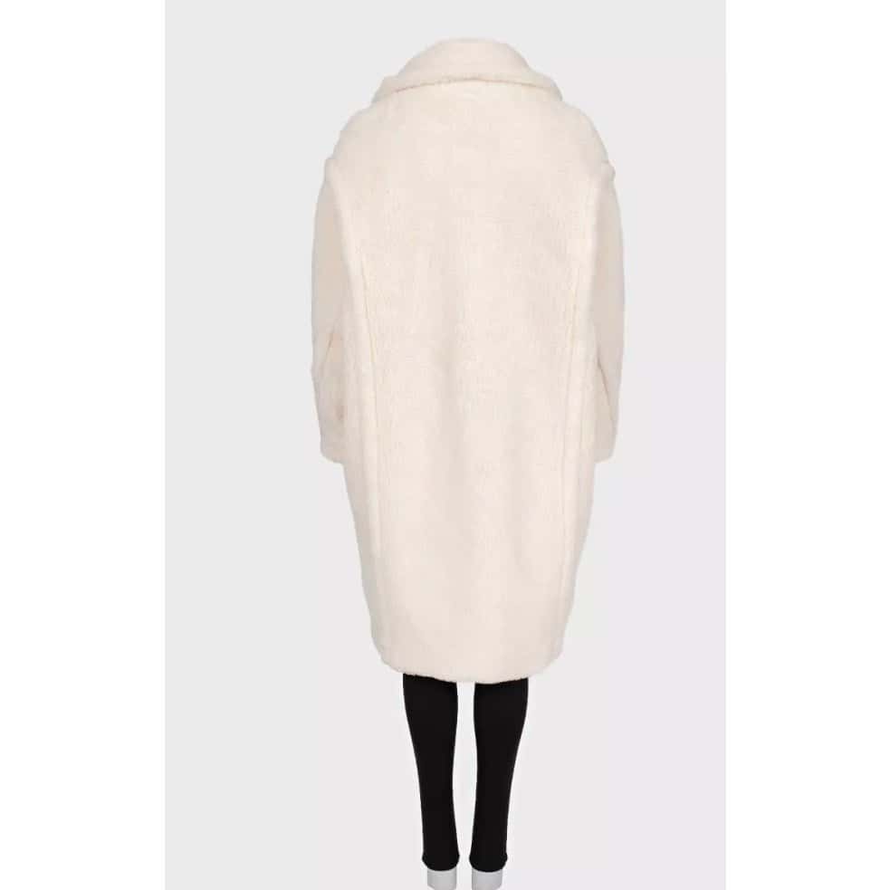 Max Mara Max Mara White Straight Cut Teddy Coat L pre-owned White Wool Good condition - Inside View