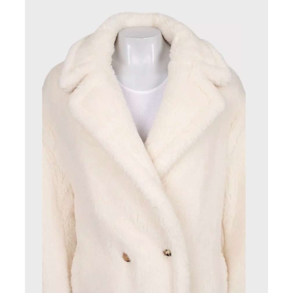 Max Mara Max Mara White Straight Cut Teddy Coat L pre-owned White Wool Good condition - Model View