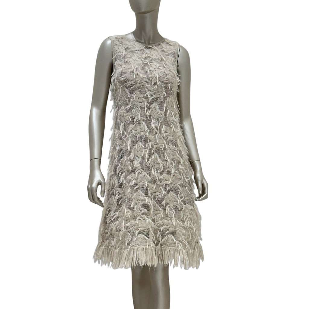 Chanel Chanel Beige Mohair & Silk A-Line Dress - Size 36 Pre-owned Beige Silk Good condition - Front View