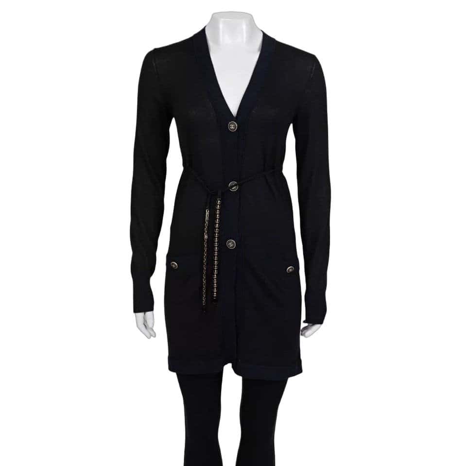 Chanel Chanel Black Cashmere Silk Cardigan  sz.34 Pre-owned Black Wool Good condition - Front View