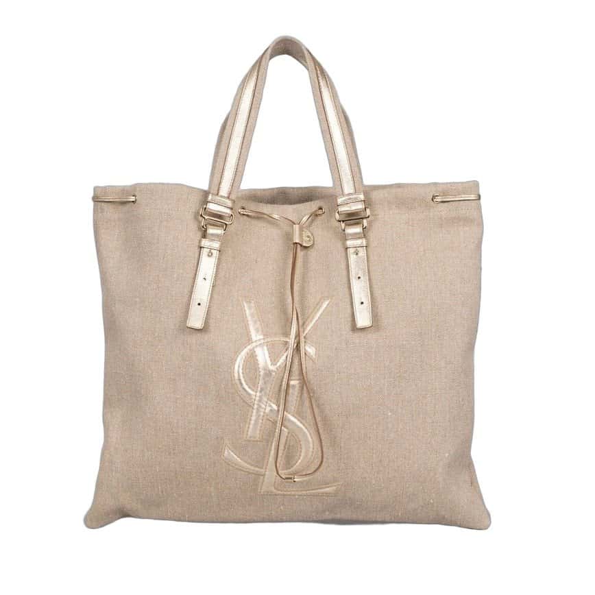Saint Laurent Saint Laurent Vintage Shopper Signature Logo Bag Pre-owned Beige Leather Good condition - Front View