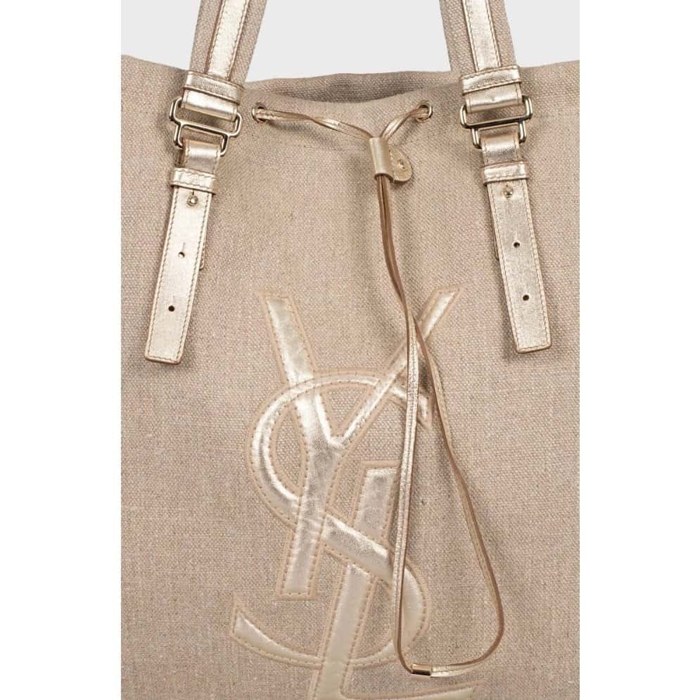 Saint Laurent Saint Laurent Vintage Shopper Signature Logo Bag Pre-owned Beige Leather Good condition - Box View