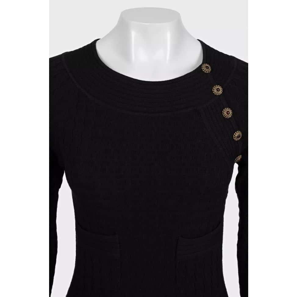 Chanel Chanel Black Fitted Dress  Sz.36 Pre-owned Black Wool Good condition - Model View
