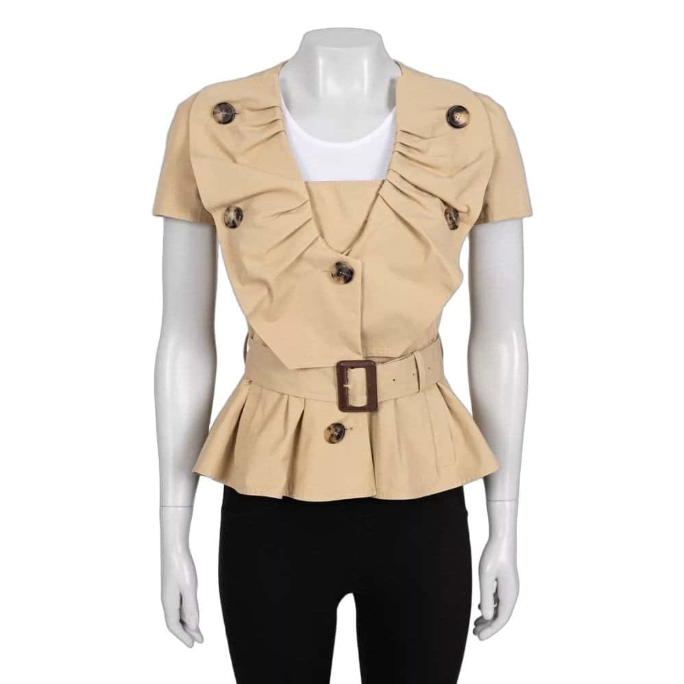 Christian Dior Christian Dior Vintage Brown Cotton Short-Sleeve Jacket Sz.36/ S pre-owned Brown Cotton Good condition - Front View