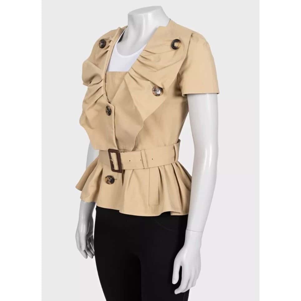 Christian Dior Christian Dior Vintage Brown Cotton Short-Sleeve Jacket Sz.36/ S pre-owned Brown Cotton Good condition - Back View