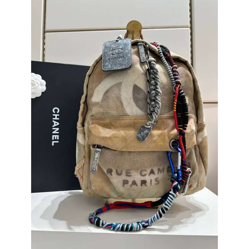 Chanel Chanel Graffiti Canvas & Leather Backpack Beige Pre-owned Beige Canvas Good condition - Box View