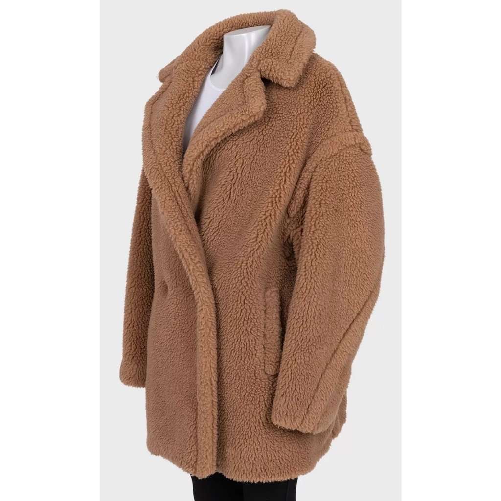 Max Mara Max Mara Luxe Camel Wool & Silk Cropped Coat - Size L Pre-owned Camel Wool Good - Back View