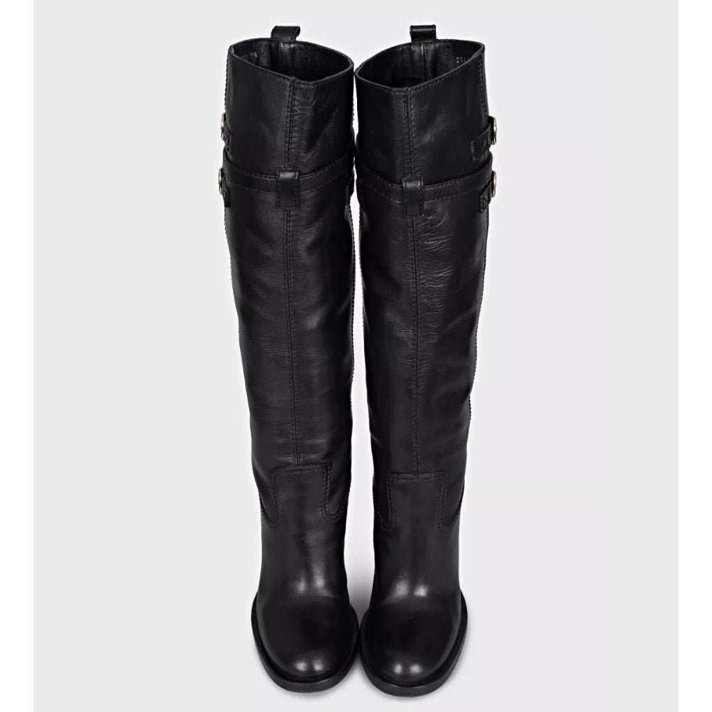 Gucci Gucci Black Leather Round Toe Stacked Heel Boots Sz.39.5 Pre-owned Black Leather Good - Back View