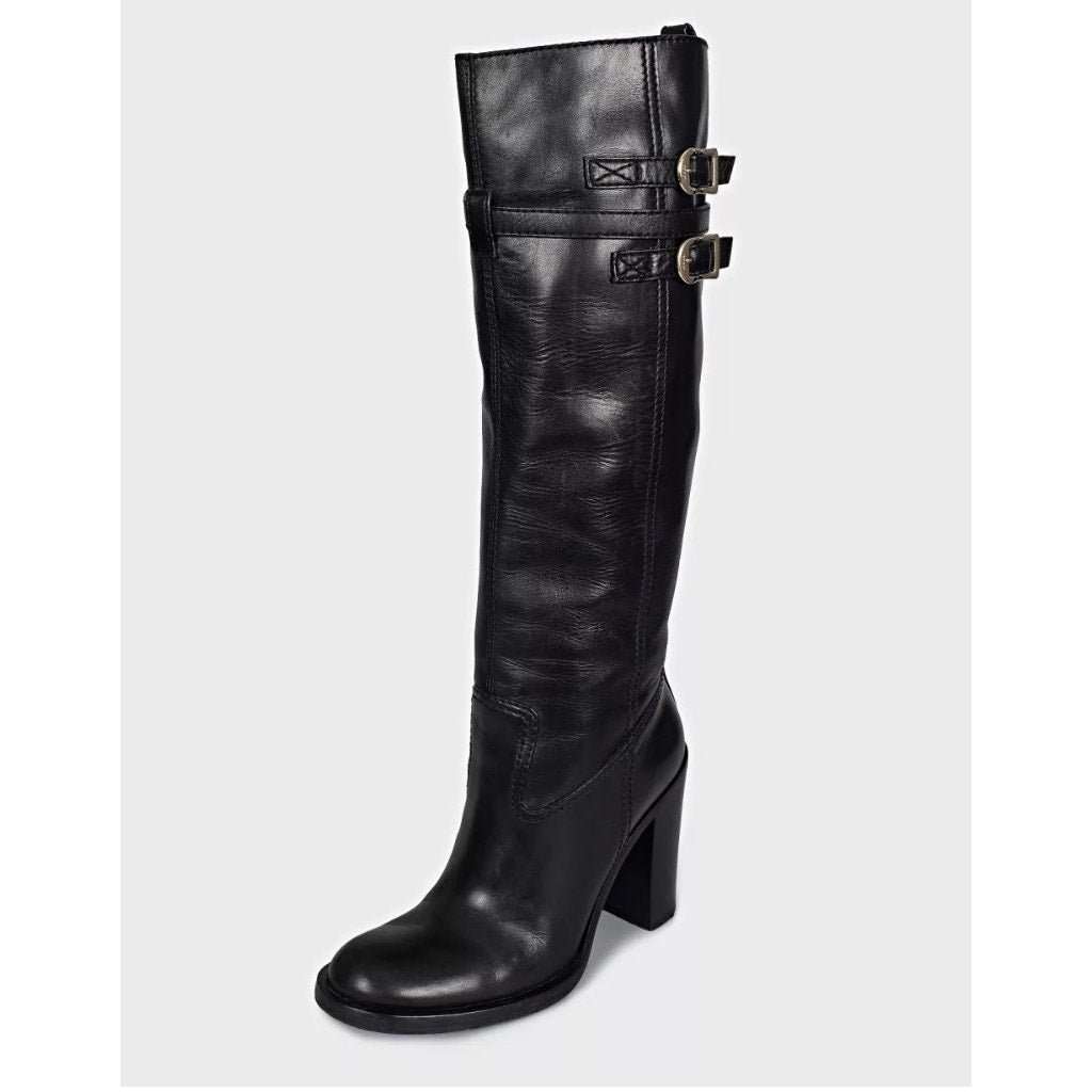 Gucci Gucci Black Leather Round Toe Stacked Heel Boots Sz.39.5 Pre-owned Black Leather Good - Inside View