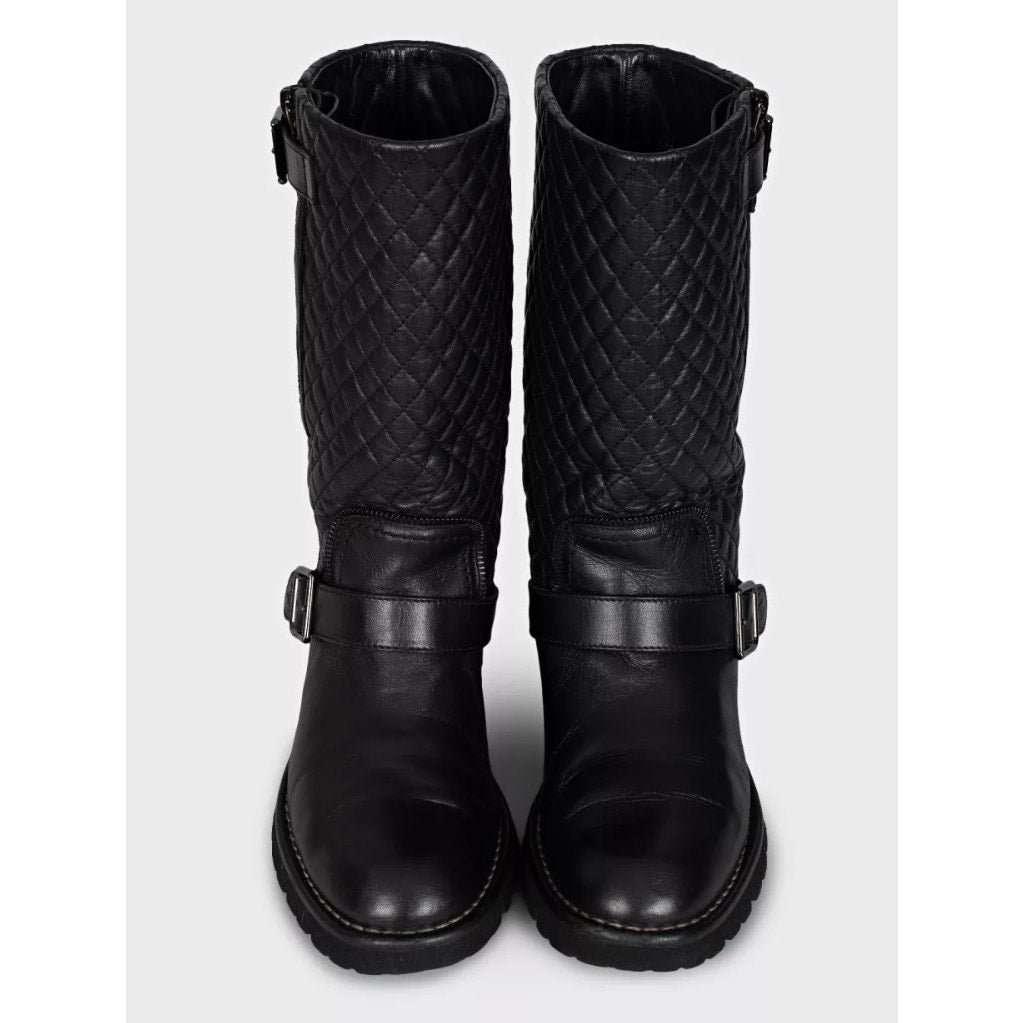 Chanel Chanel Black Quilted Leather Over-The-Knee Boots Sz.39,5 Pre-owned Black Leather Good - Back View