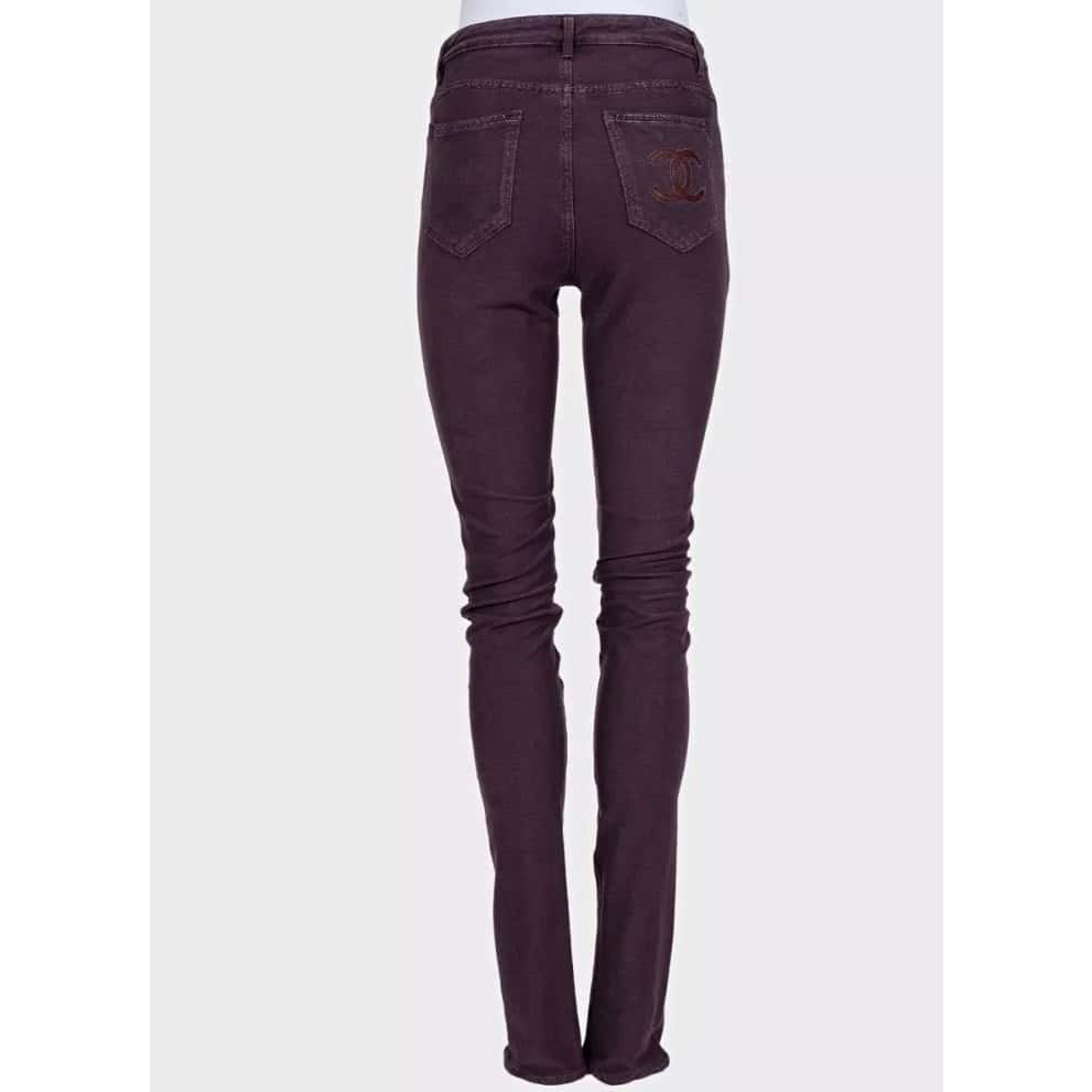 Chanel Chanel Purple Mid-Rise Skinny Jeans Sz.36 Pre-owned Purple Cotton Good - Inside View