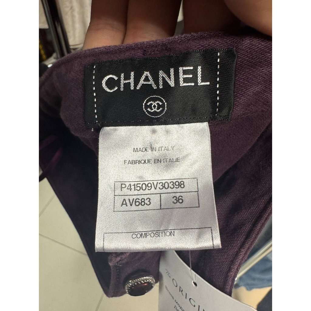 Chanel Chanel Purple Mid-Rise Skinny Jeans Sz.36 Pre-owned Purple Cotton Good - Box View