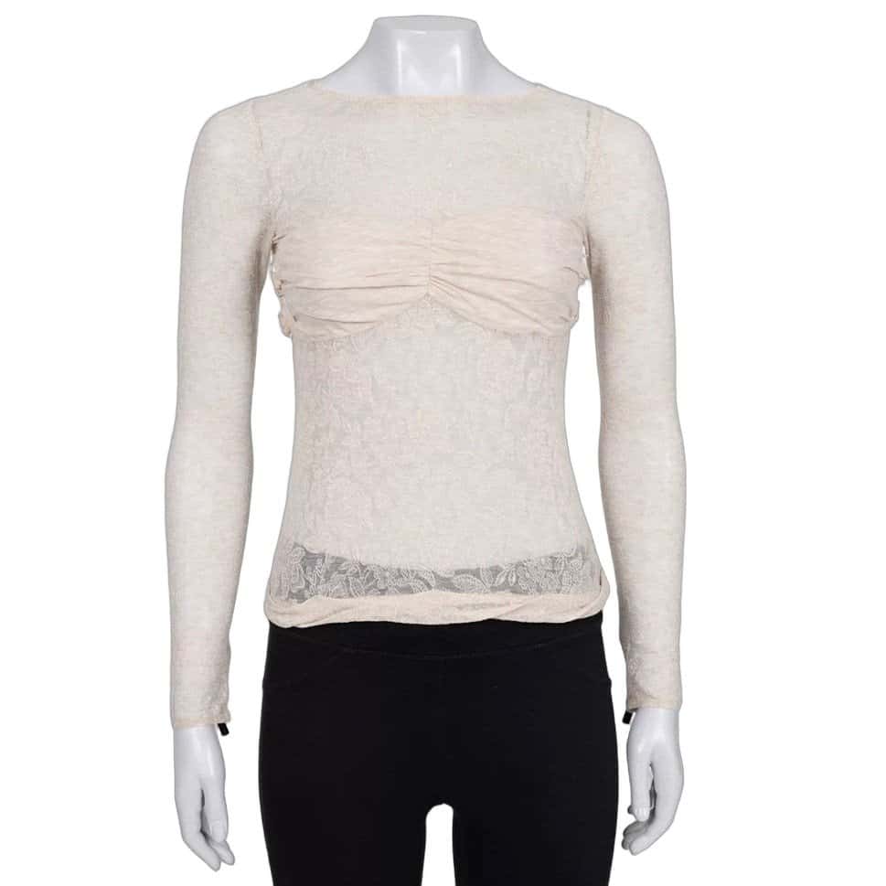 Louis Vuitton Louis Vuitton Beige Lace Body-Con Top Sz.36 Pre-owned Beige Lace Good - Front View