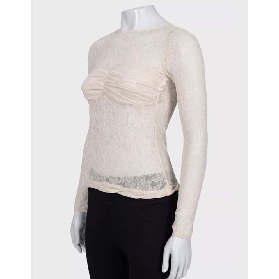 Louis Vuitton Louis Vuitton Beige Lace Body-Con Top Sz.36 Pre-owned Beige Lace Good - Back View