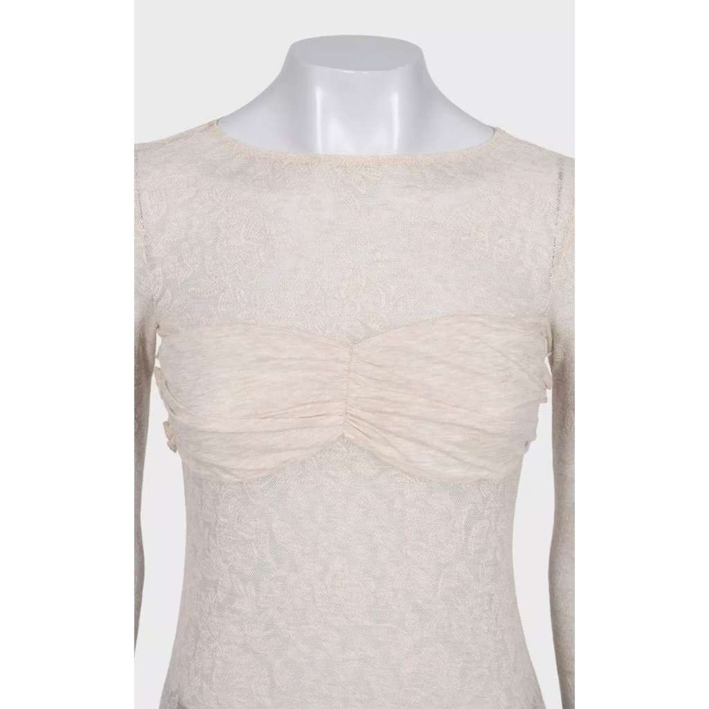 Louis Vuitton Louis Vuitton Beige Lace Body-Con Top Sz.36 Pre-owned Beige Lace Good - Model View