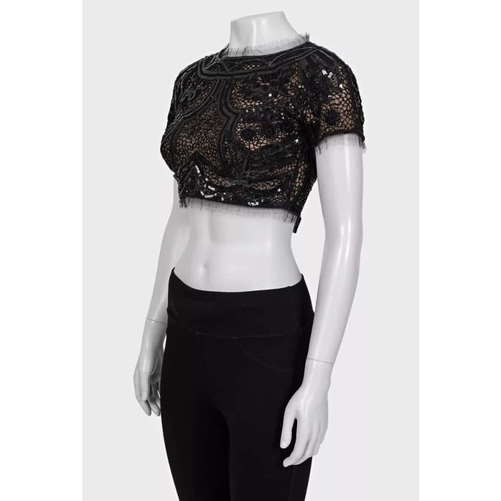 Emilio Pucci Emilio Pucci Elegant Black Sequin  Peter Dundas Top Sz.XS Pre-owned Black Good - Back View