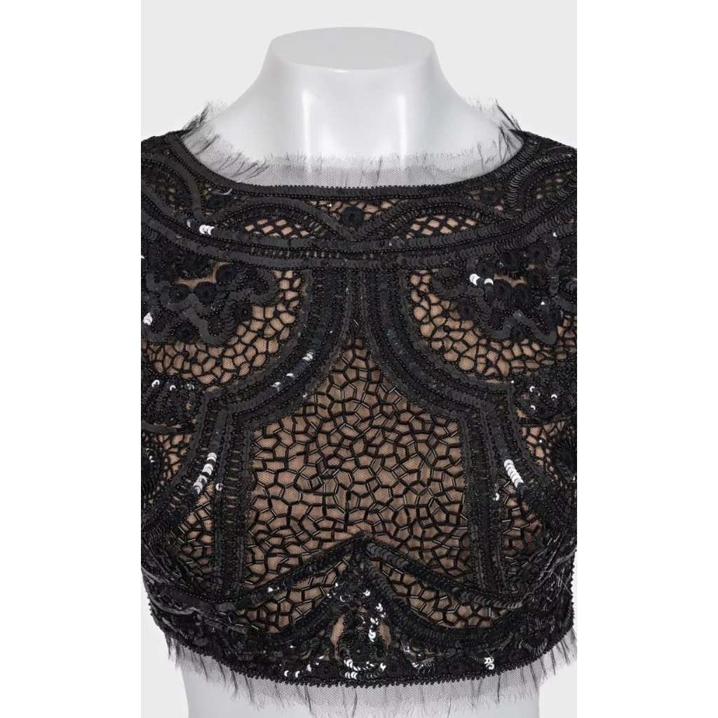 Emilio Pucci Emilio Pucci Elegant Black Sequin  Peter Dundas Top Sz.XS Pre-owned Black Good - Model View