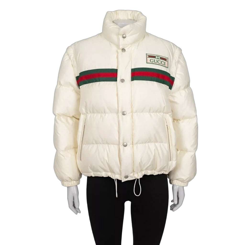 Gucci Gucci White Down  Detachable Sleeves Jacket Sz.40 IT Pre-owned White Cotton Good - Front View