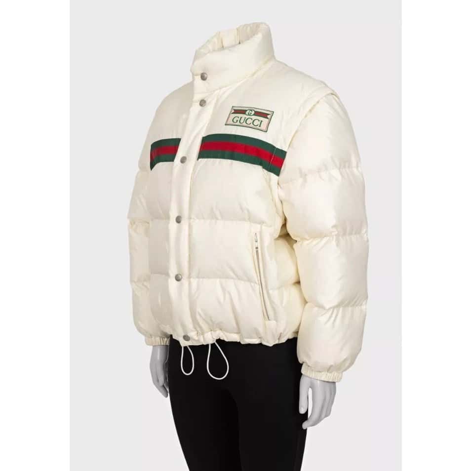 Gucci Gucci White Down  Detachable Sleeves Jacket Sz.40 IT Pre-owned White Cotton Good - Back View