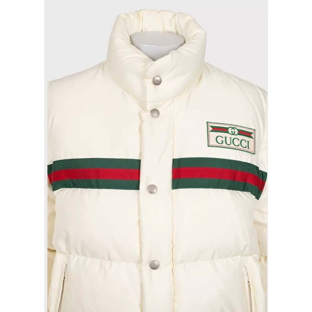 Gucci Gucci White Down  Detachable Sleeves Jacket Sz.40 IT Pre-owned White Cotton Good - Model View