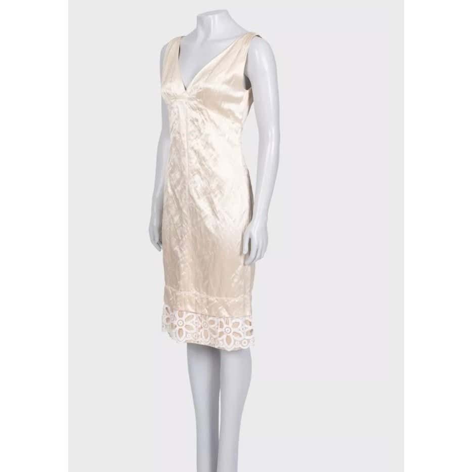 Louis Vuitton Louis Vuitton Beige Sleeveless Dress - Size 36/S Pre-owned Beige Silk Good - Back View