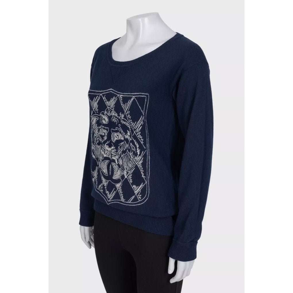 Chanel Chanel Vintage Blue Cashmere Jumper - Size M, EU38 Pre-owned Blue Wool Good - Back View