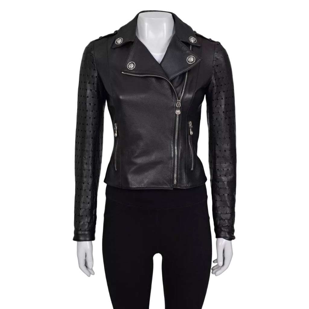 Versus by Versace Versus Versace Black Leather Jacket - Size 38/XS Pre-owned Black Leather Good - Front View