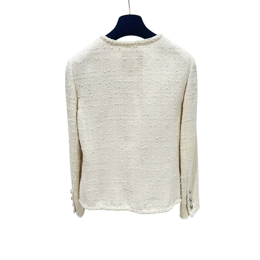 Chanel Chanel Camellia Cream Tweed Jacket Sz.38 pre-owned Camel Tweed Good - Back View
