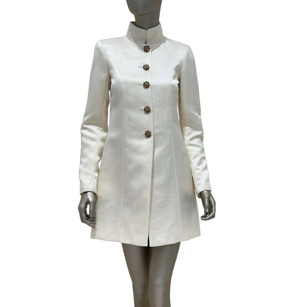 Chanel Chanel Beige Silk Coat Jacket - FR36/S Beige Silk Good - Front View