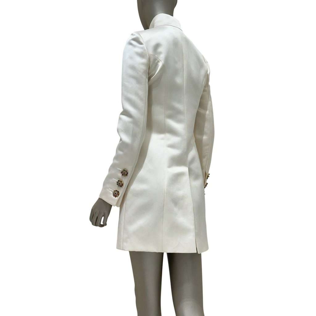 Chanel Chanel Beige Silk Coat Jacket - FR36/S Beige Silk Good - Back View