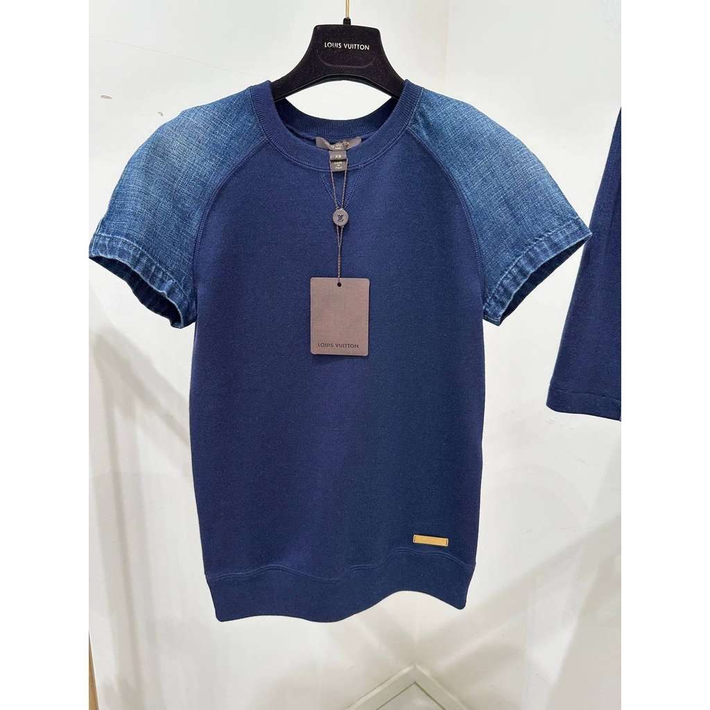 Louis Vuitton Louis Vuitton Wool & Silk T-Shirt with Denim Sleeves Set - XS Pre-owned Navy Wool Never worn - Back View